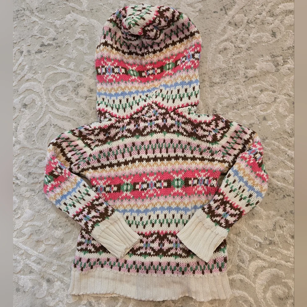 Vintage Y2k Genuine Kids By Oshkosh Colorful Knit Hooded Cardigan